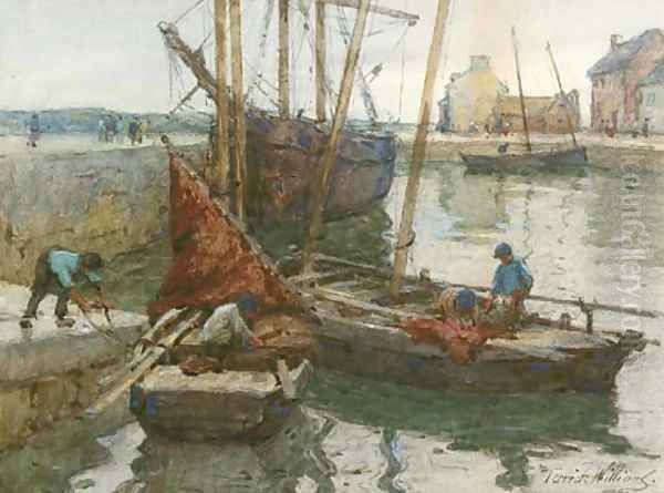 The Harbour at Concarneau Oil Painting by Terrick John Williams