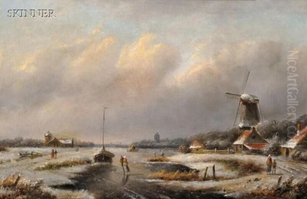 Winter Day Oil Painting by Jan Jacob Coenraad Spohler