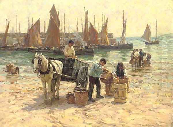 On the beach, St. Ives, Cornwall Oil Painting by Terrick John Williams