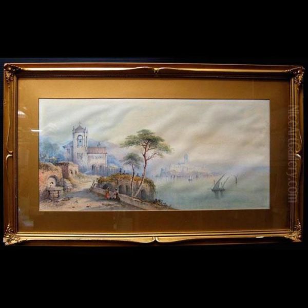 Italian Coastal View Oil Painting by Edwin St John