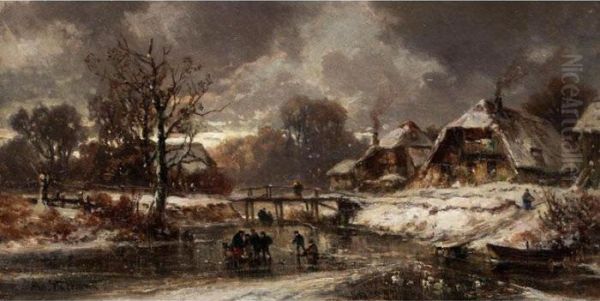 Winterlandschaft Oil Painting by Adolf Stademann