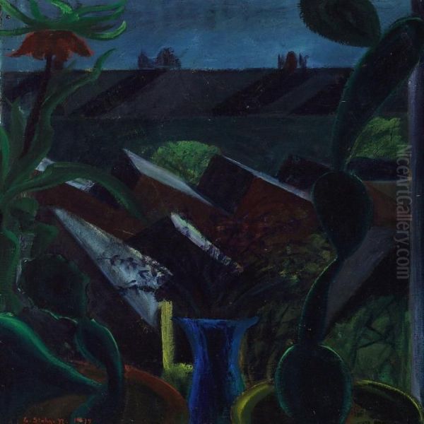 Botanic Composition Oil Painting by Erik Staehr-Nielsen