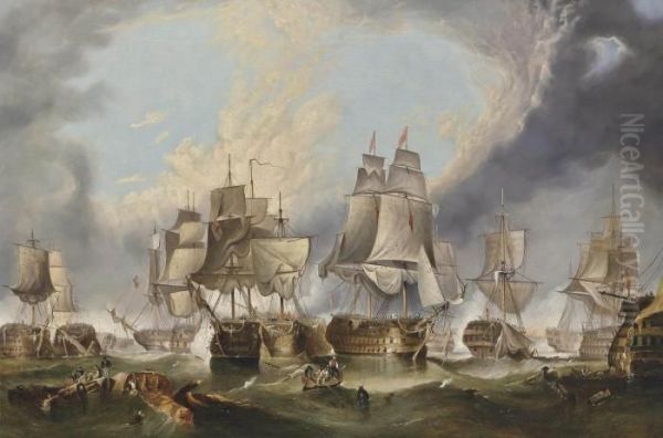 The Battle Of Trafalgar Oil Painting by George Clarkson Stanfield