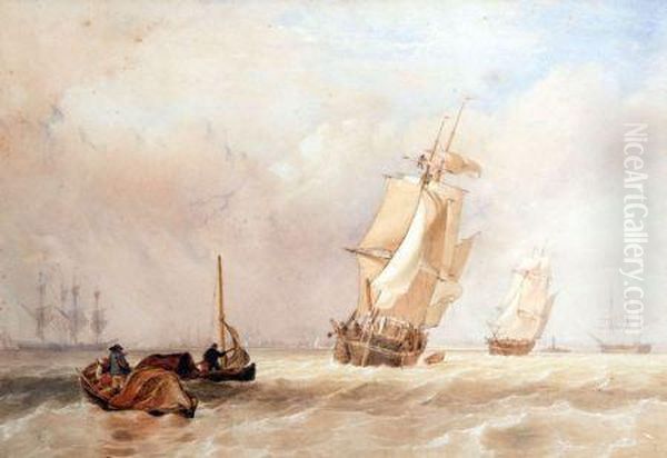 Shipping In Stormy Seas Oil Painting by William Clarkson Stanfield