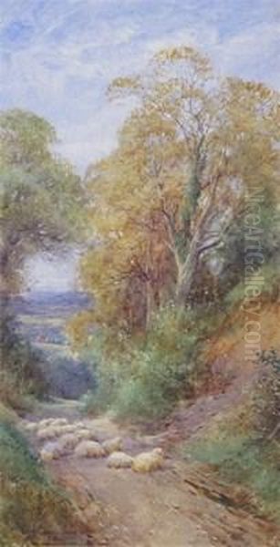 Sunshine In A Surrey Lane Oil Painting by Henry John Sylvester Stannard