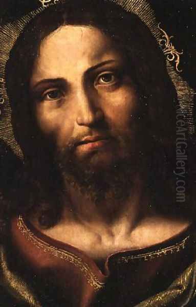 Cristo Salvator Mundi Oil Painting by Fernando Yanez De la Almedina