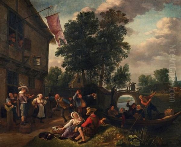 Bauerntanz Vor Einer Schanke Oil Painting by Jan Steen