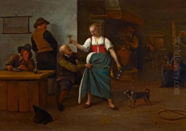 Interieur Mit Ungleichem Paar Oil Painting by Jan Steen