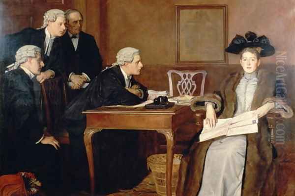 Defendant and Counsel, 1895 Oil Painting by William Frederick Yeames