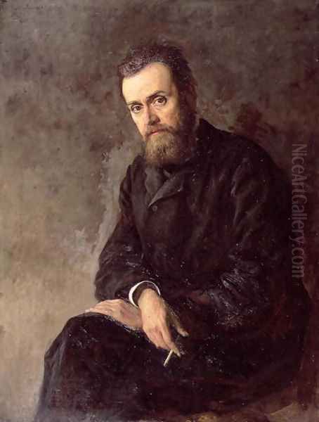 Portrait of Gleb I. Uspensky (1843-1902) 1884 Oil Painting by Nikolai Aleksandrovich Yaroshenko