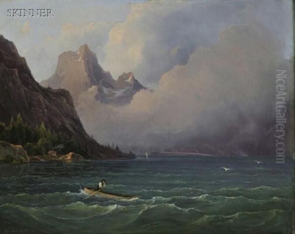 Storm Over A Mountain Lake Oil Painting by Wilhelm Steinfeld