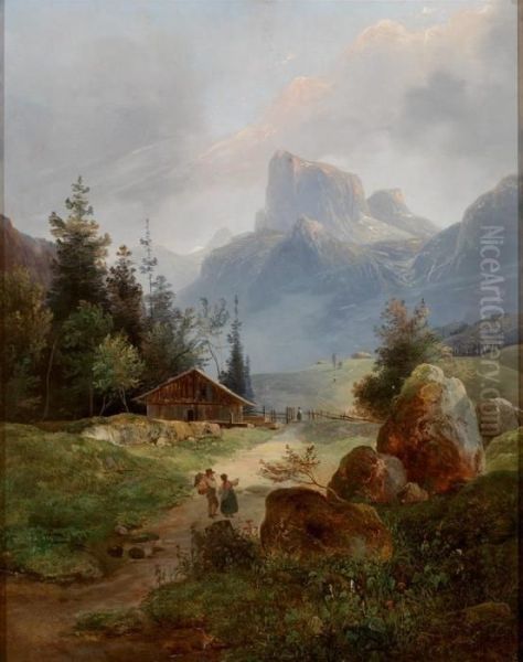 Prachtvolle Gebirgslandschaft Oil Painting by Wilhelm Steinfeld