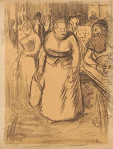 Femmes Sur Le Marche Oil Painting by Theophile Alexandre Steinlen