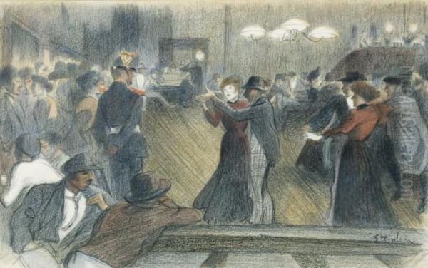 Le Bal Musette Oil Painting by Theophile Alexandre Steinlen