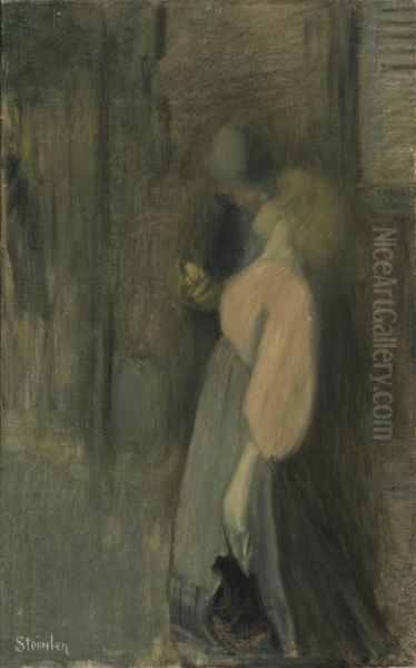 Le Baiser Oil Painting by Theophile Alexandre Steinlen