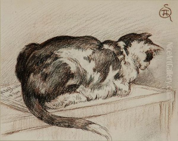 Cat At Rest Oil Painting by Theophile Alexandre Steinlen