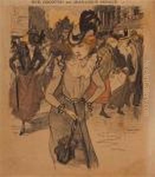 Hue, Cocotte Par Jean-louis Renaud Oil Painting by Theophile Alexandre Steinlen