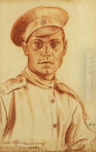 Nikolai Shamaev, Member Of The Russian Expeditionary Corps Oil Painting by Dimitri Semenovich Stelletsky