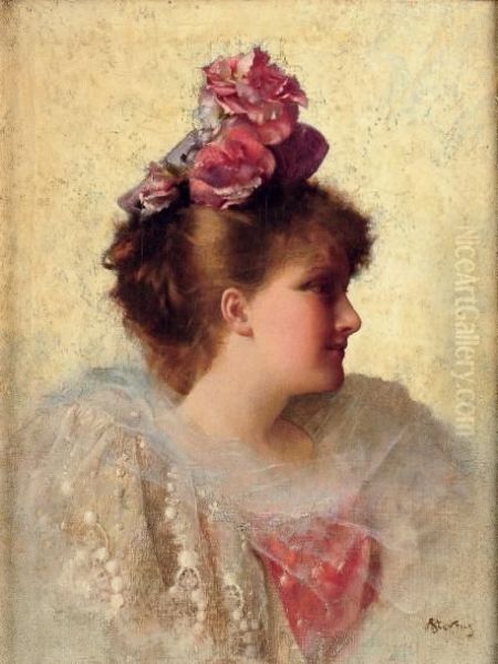 Portrait D' Elegante Oil Painting by Alfred Stevens