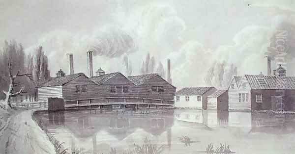 Copper Mills on the Wandle at Garrett, 1825 Oil Painting by Gideon Yates