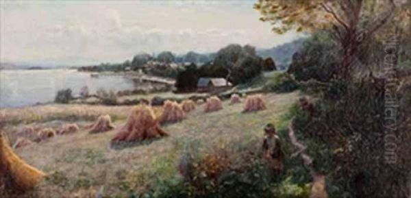 Loch Lomond In Harvest Time Oil Painting by Robert Macaulay Stevenson