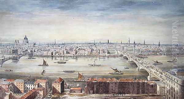 A View of London from St. Pauls to the Custom House, 1837 Oil Painting by Gideon Yates