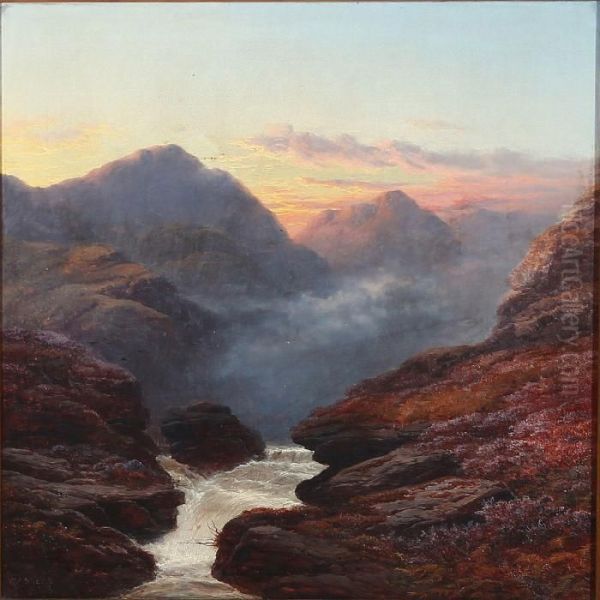 Glen Rosa, Arran, Evening Oil Painting by George Blackie Sticks