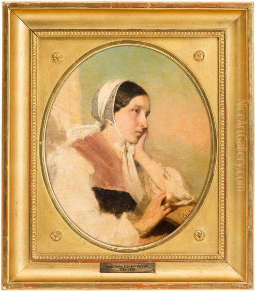 Sketch Of A Young Girl Oil Painting by Josef Karl Stieler