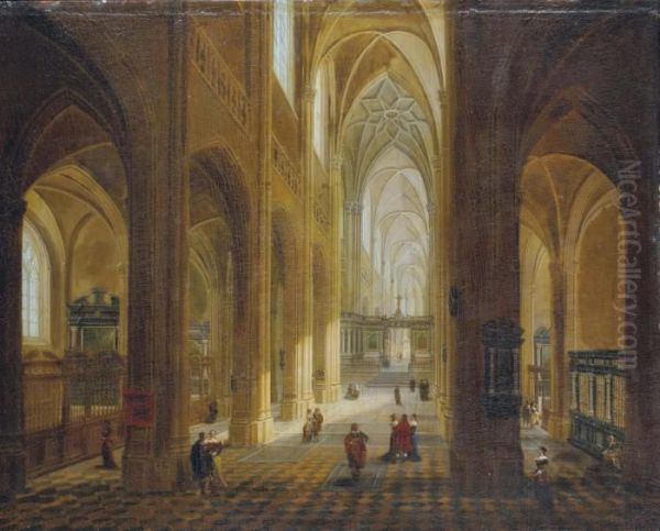 Elegants A L'interieur D'une Eglise Oil Painting by Christian Stocklin