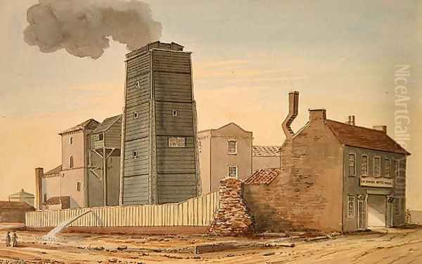 View of Clink Street Waterworks, Southwark, 1826 Oil Painting by Gideon Yates