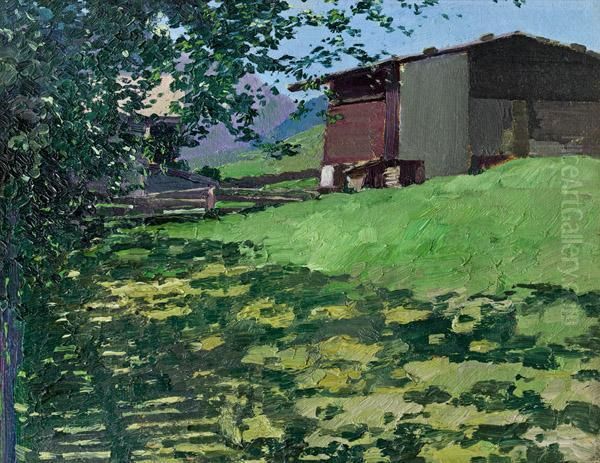 Gehoft Im Pinzgau Oil Painting by Josef Stoitzner