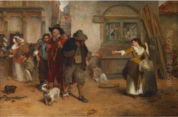 Nell Gwynn & The Old Soldier Oil Painting by Marcus Stone