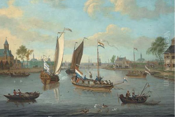 The River Amstel Oil Painting by Jacobus Storck