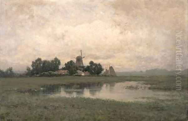 Near Dordrecht, Holland Oil Painting by Raymond D. Yelland