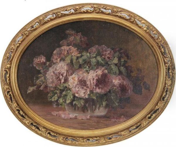 Still Life With Roses Oil Painting by Max Theodor Streckenbach