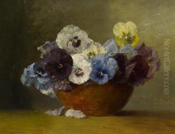 Pansies Oil Painting by Max Theodor Streckenbach