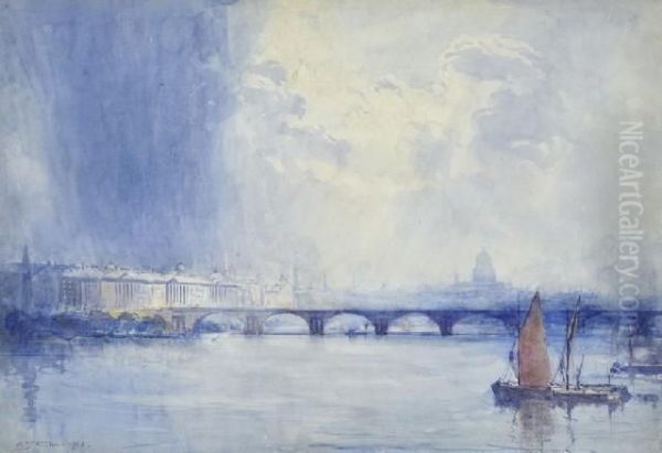 The Thames, London Oil Painting by Arthur Ernest Streeton