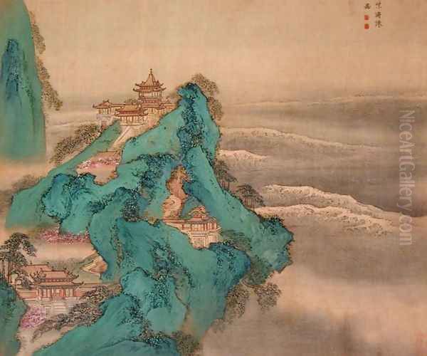 Mountainous landscape from an album of Figures, Landscape and Architecture, 1740 2 Oil Painting by Yuan Yao