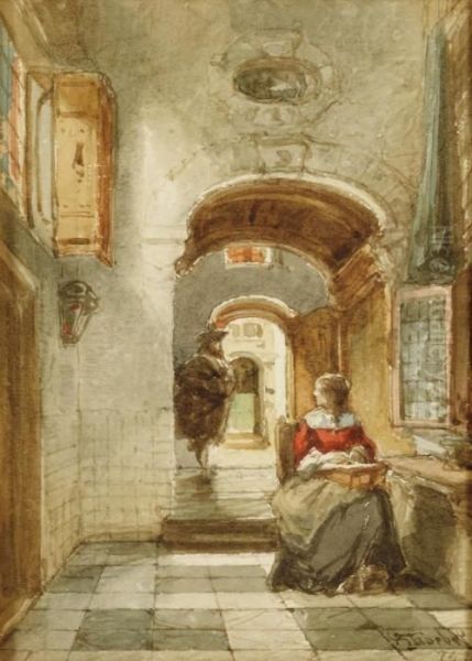 By The Window Oil Painting by Johannes Anthonie Balthasar Stroebel