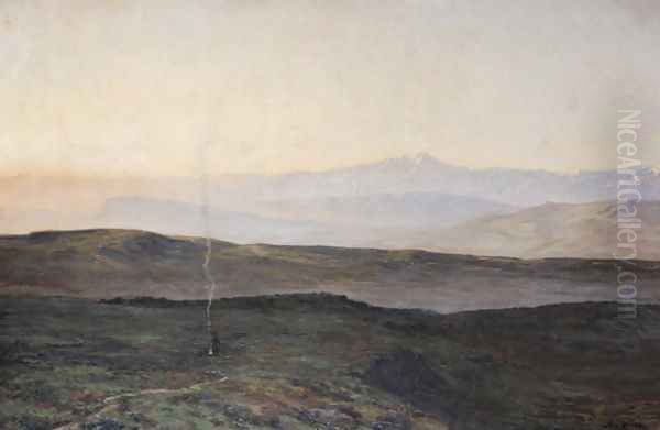 View of the Pyrenees from Plague Oil Painting by Edmond Yarz