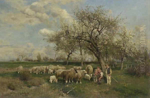 Fruhlingsidylle. Oil Painting by Otto Struttzel