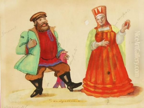 Costume Design Oil Painting by Sergei Yur Evich Sudeikin