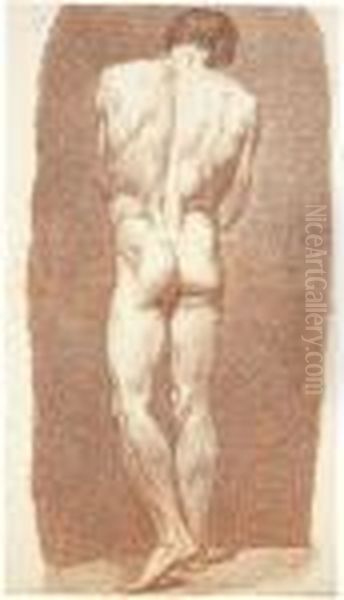 Study Of A Male Nude, Seen From Behind Oil Painting by Joseph Benoit Suvee