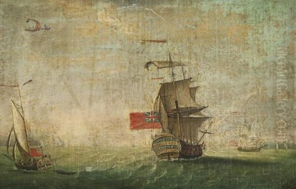 Ships Of The Royal Navy In The Channel Off Dover Oil Painting by Francis Swaine