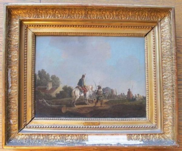 Hussard Pres D'un Campement Oil Painting by Joseph Swebach-Desfontaines