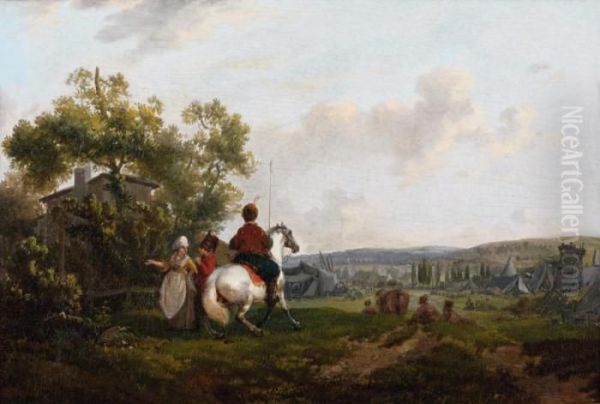 Campement Des Cosaques De La 
Garde De L'empereur Alexandre 1er De Russie, Aux Portes De Paris Oil Painting by Joseph Swebach-Desfontaines