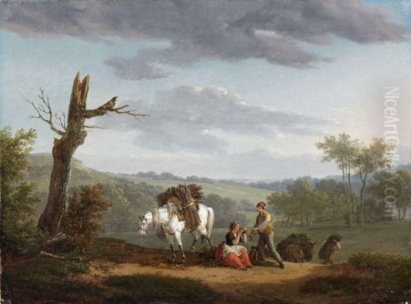 Couple De Fagoteurs Dans Un Paysage Oil Painting by Joseph Swebach-Desfontaines