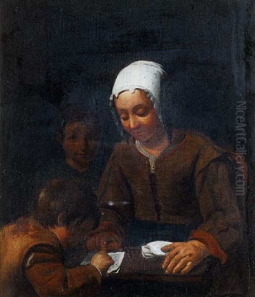 A Mother Instructing Her Children Oil Painting by Michiel Sweerts