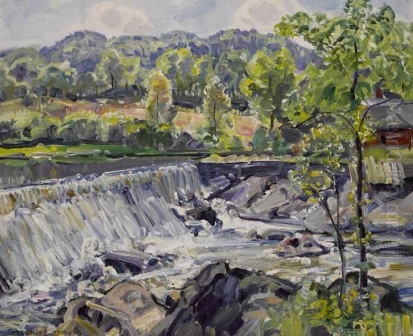 Waterfall Oil Painting by George Gardner Symons