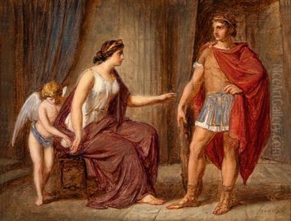 Theseus Und Ariadne Oil Painting by Bertalan Szekely Von Adamos